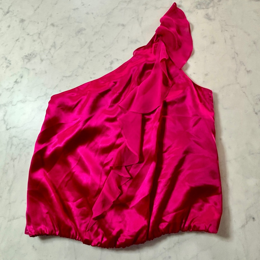 Bebe Fuchsia One-Shoulder Top